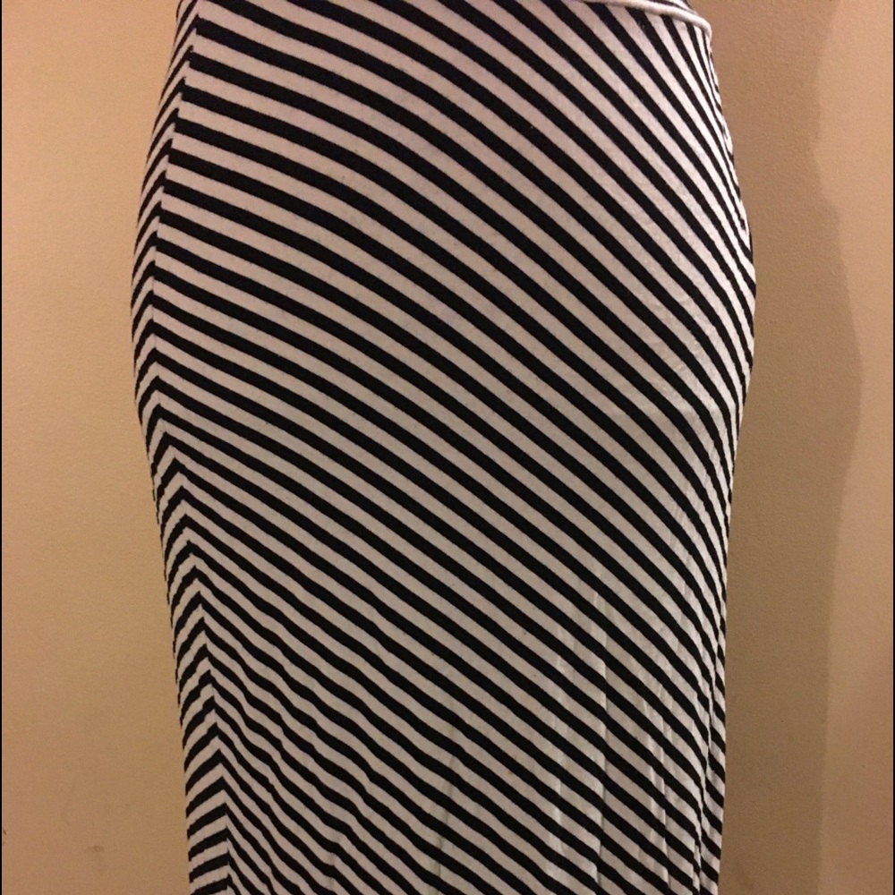 Black and white long striped skirt